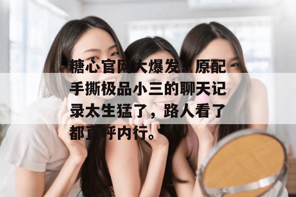 糖心官网大爆发！原配手撕极品小三的聊天记录太生猛了，路人看了都直呼内行。